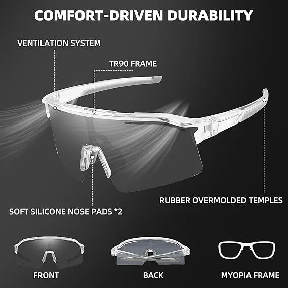 Photochromic Polarized Tactical Sports Sunglasses with UV400 Protection