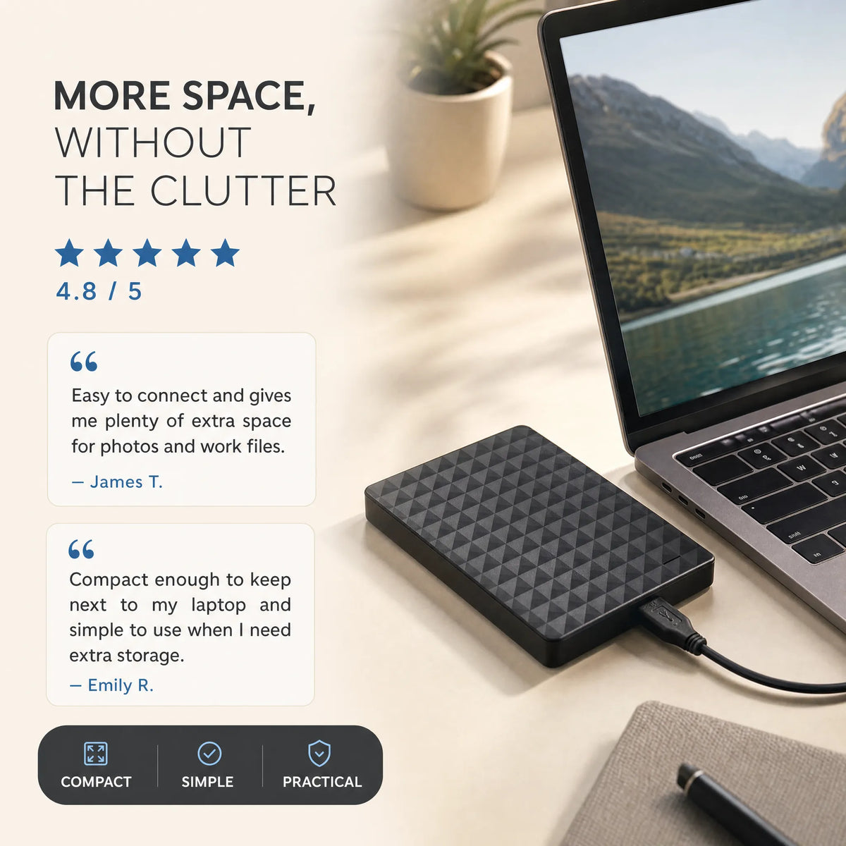 Portable External Hard Drive 10 TB with USB 3.0