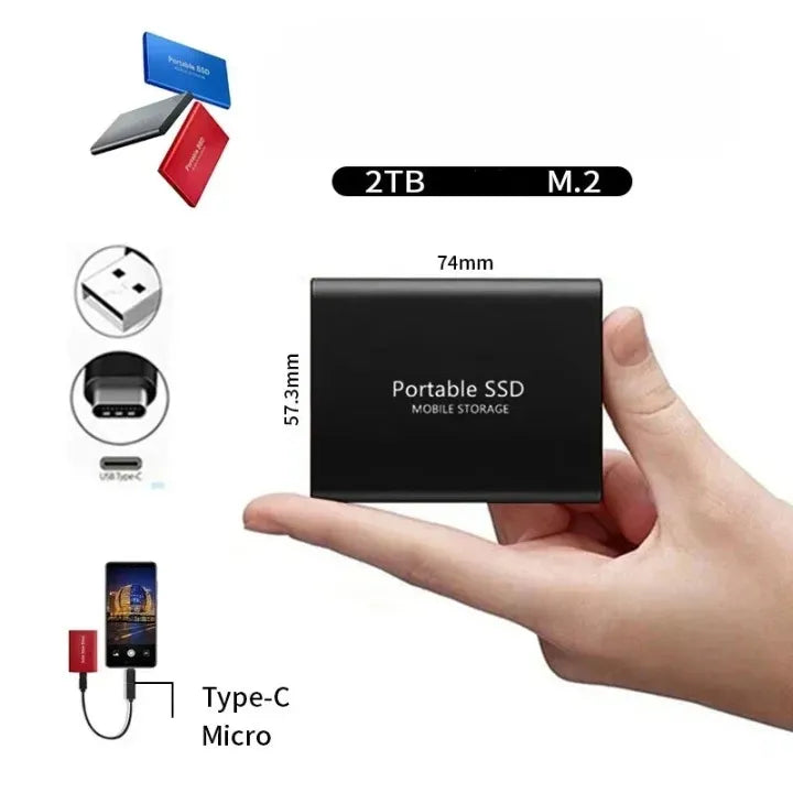Portable External SSD with USB-C Connection and 2 TB Storage