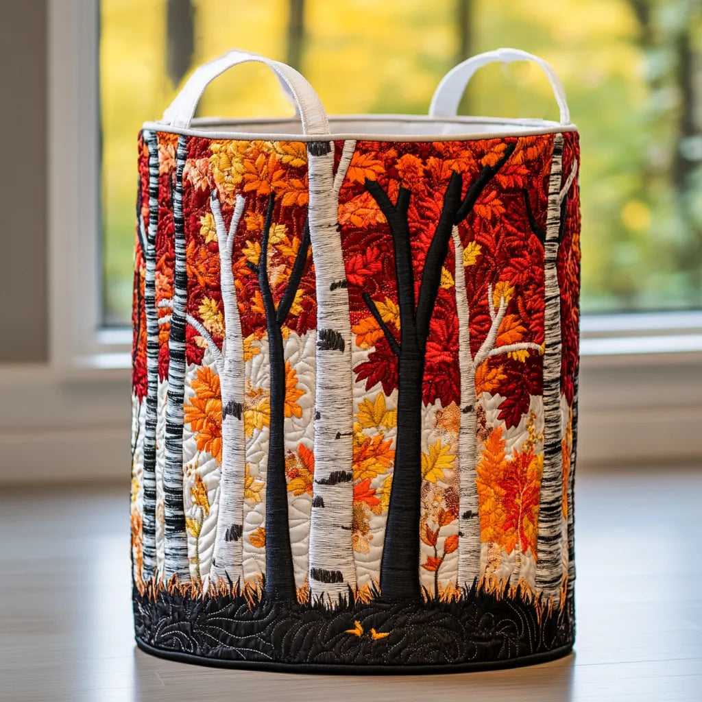 Quilted Fabric Laundry Basket with Sturdy Handles