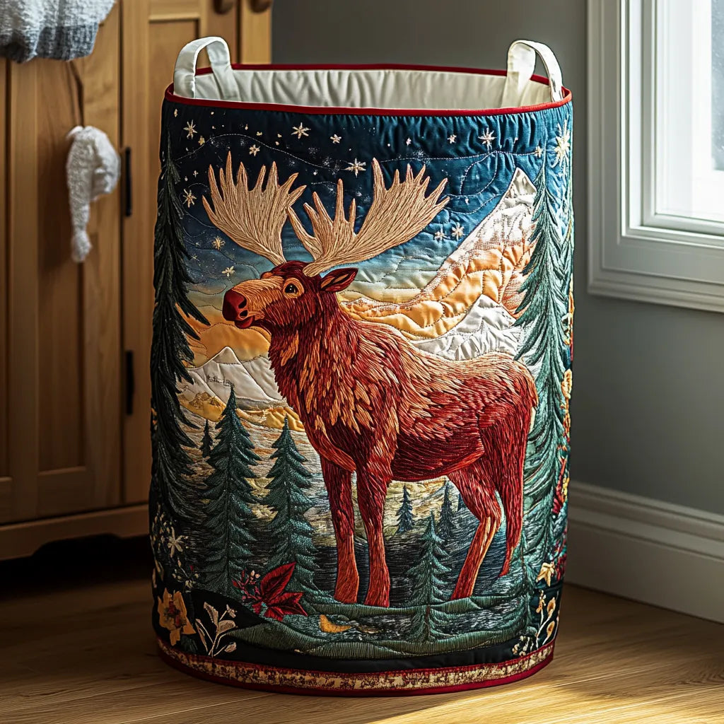 Quilted Fabric Laundry Basket with Sturdy Handles
