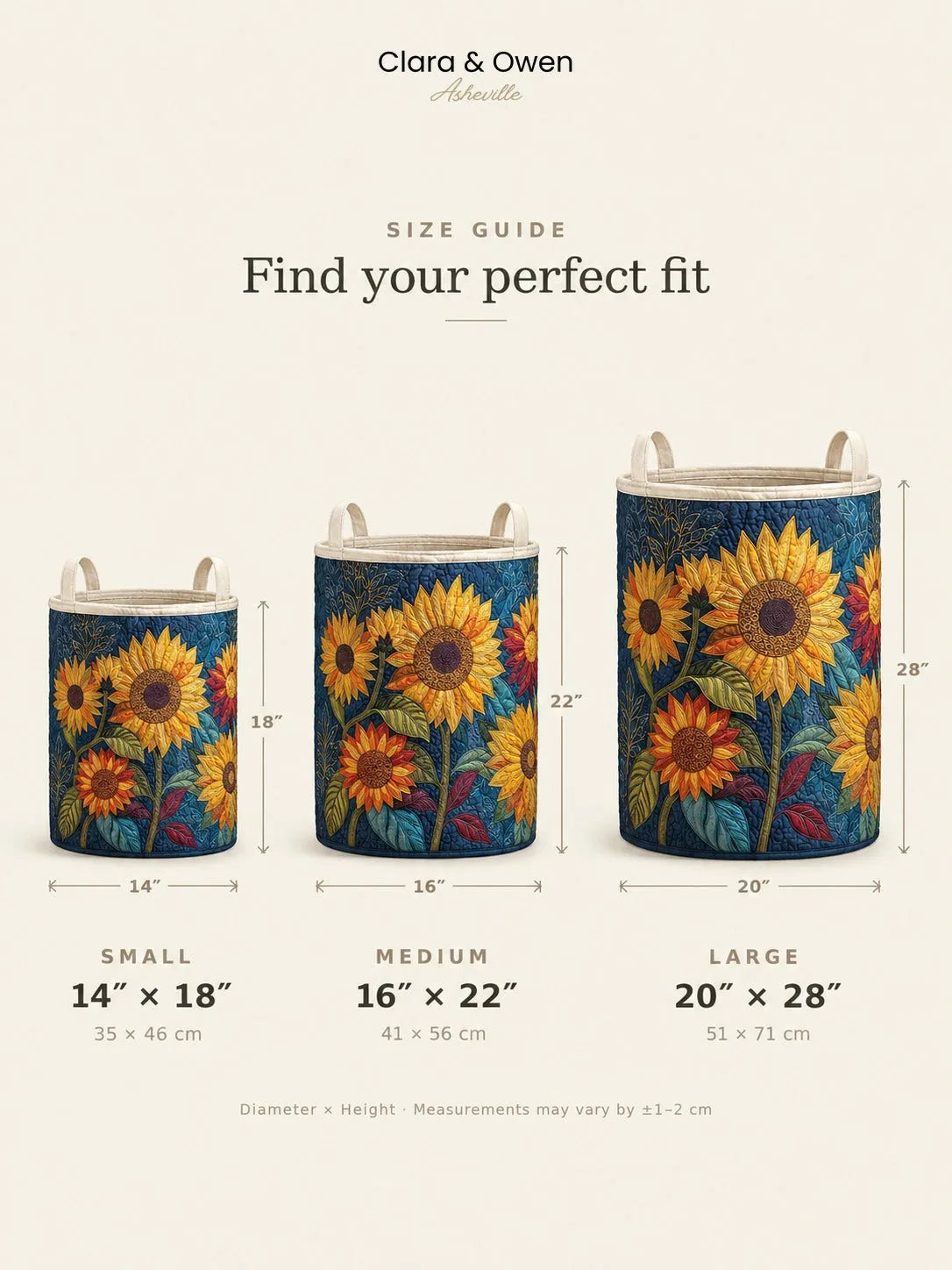 Quilted Floral Laundry Basket with Sturdy Handles