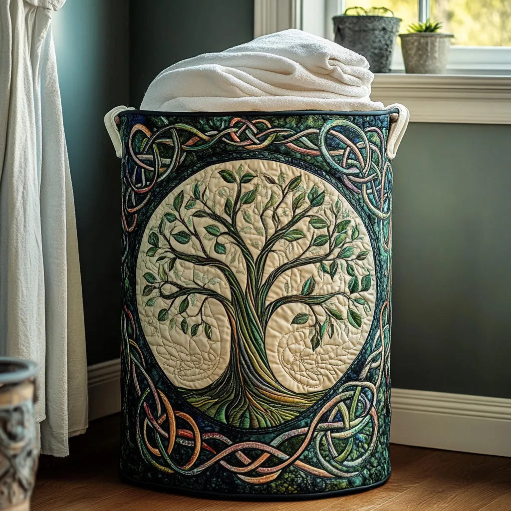 Quilted Laundry Basket with Canvas Handles
