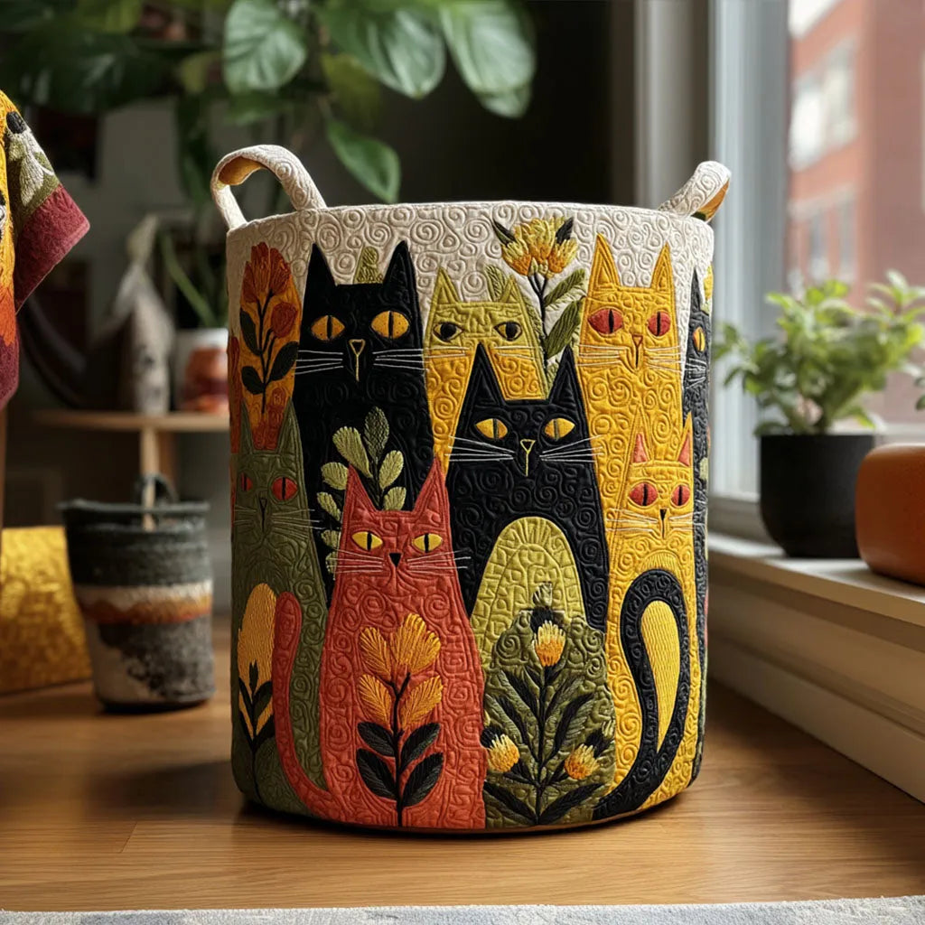 Quilted Laundry Basket with Canvas Handles