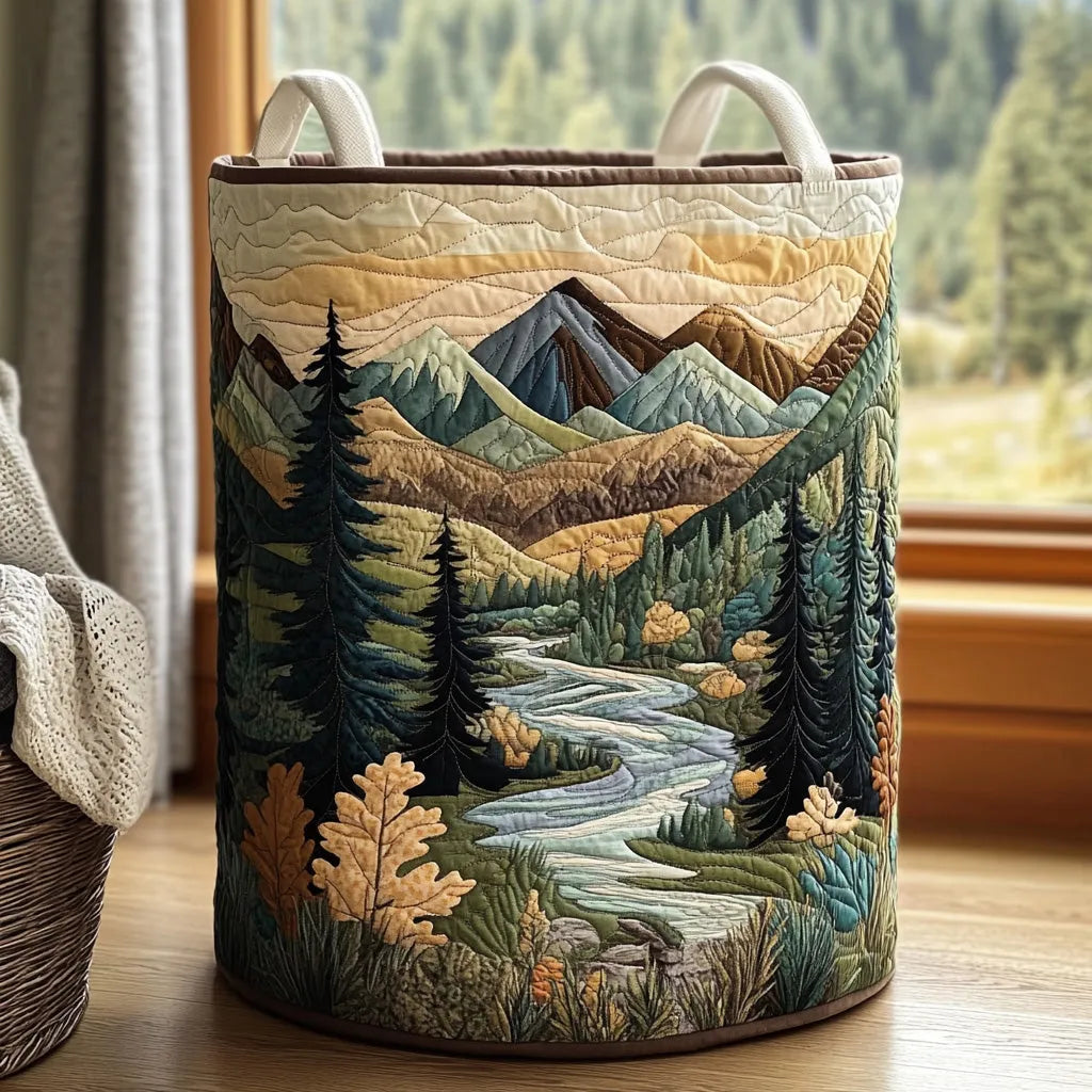 Quilted Laundry Basket with Sturdy Handles
