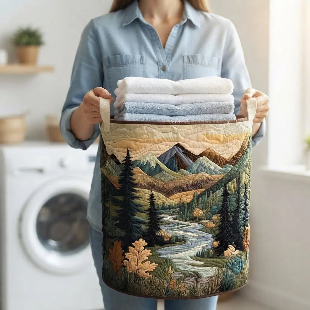 Quilted Laundry Basket with Sturdy Handles