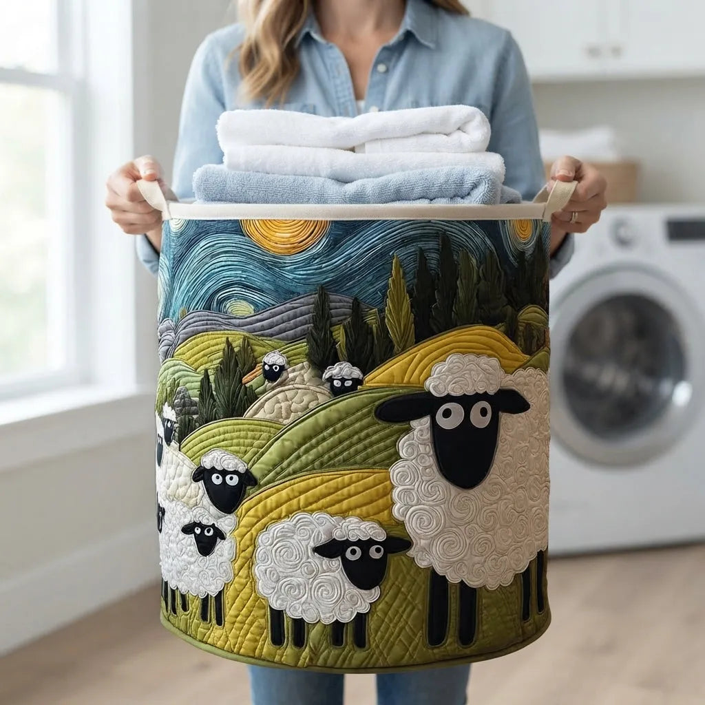 Quilted Laundry Basket with Sturdy Handles