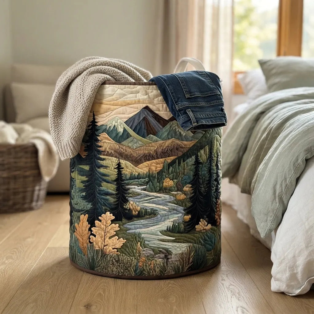 Quilted Laundry Basket with Sturdy Handles