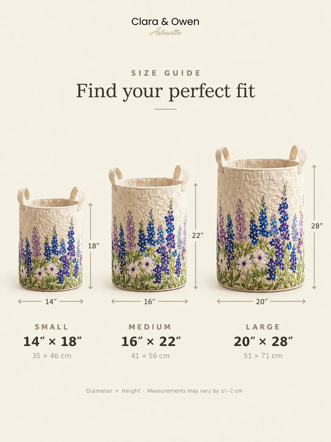 Quilted Wildflower Laundry Basket with Canvas Handles