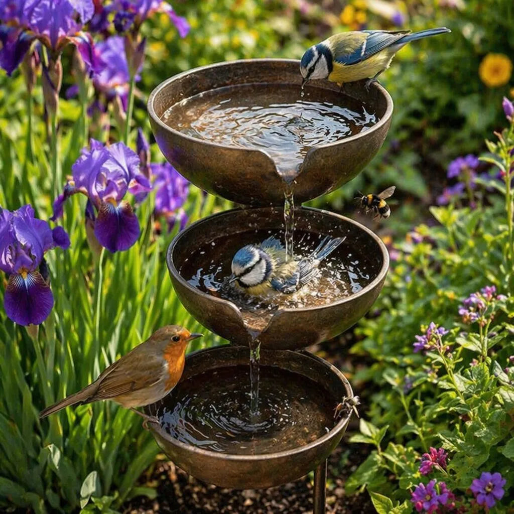Rain Catcher and Bird Bath Garden Stake for Outdoors
