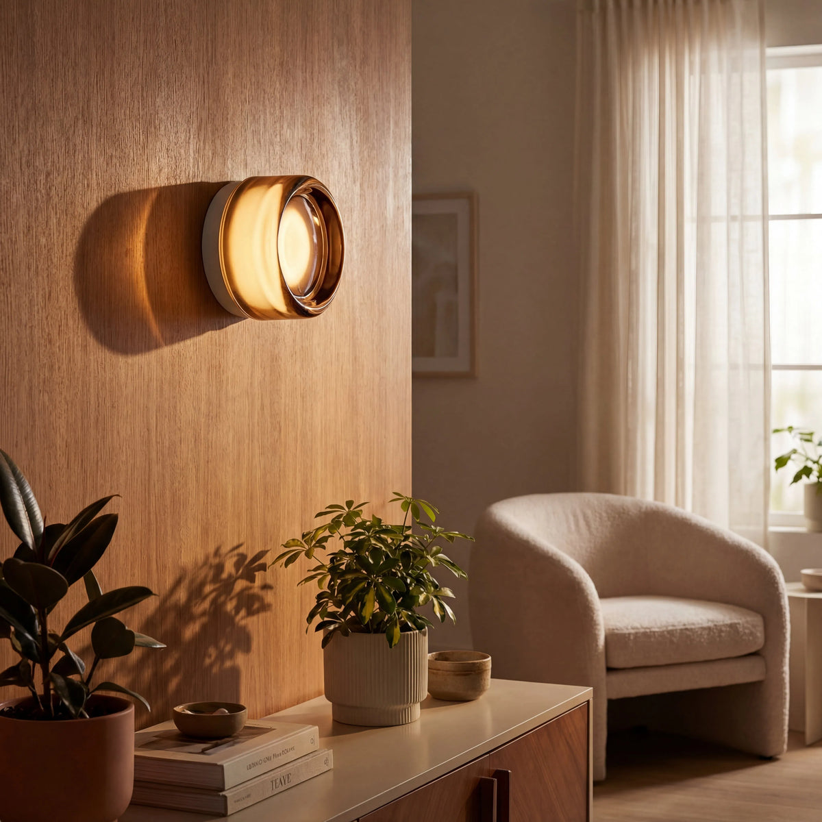 Round Dimple Wall Lamp with Warm LED Light