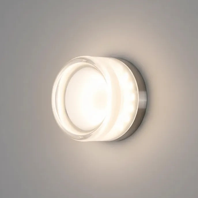 Round Scandinavian LED Wall Lamp with Tinted Glass Shade