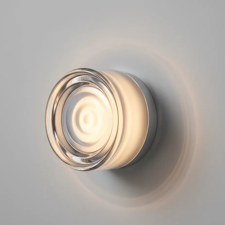 Round Scandinavian LED Wall Lamp with Tinted Glass Shade