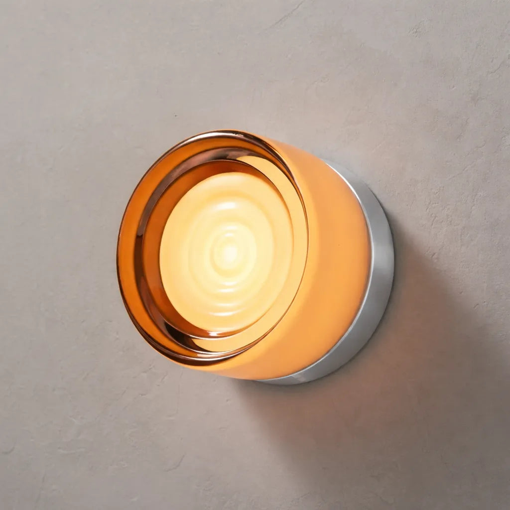 Round Scandinavian LED Wall Lamp with Tinted Glass Shade