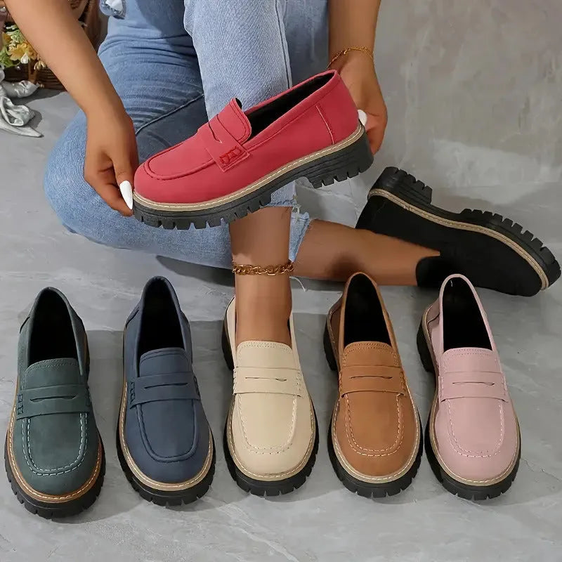 Slip-On Comfort Loafers with Cushioned Platform Sole