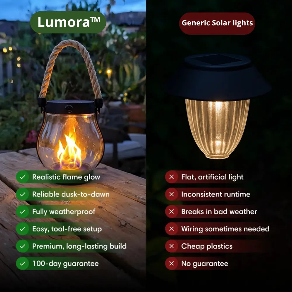 Solar Outdoor Lantern with Flickering Flame Effect