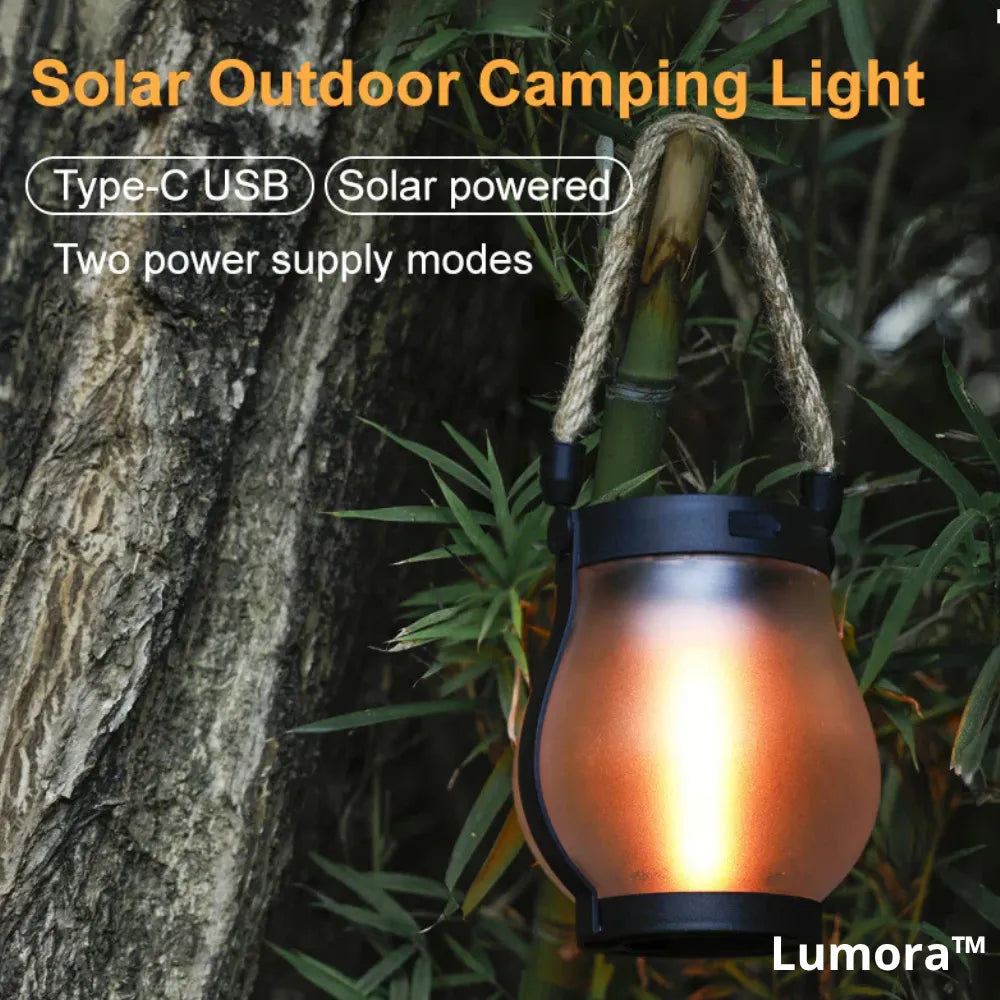Solar Outdoor Lantern with Flickering Flame Effect
