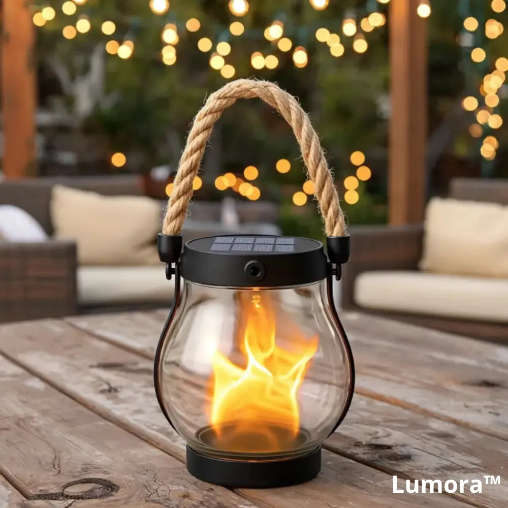 Solar Outdoor Lantern with Flickering Flame Effect