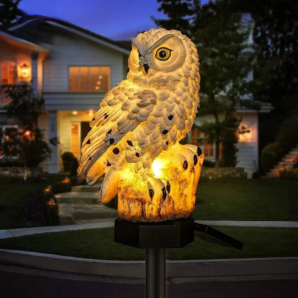 Solar Owl Garden Stake Light with Warm White LED