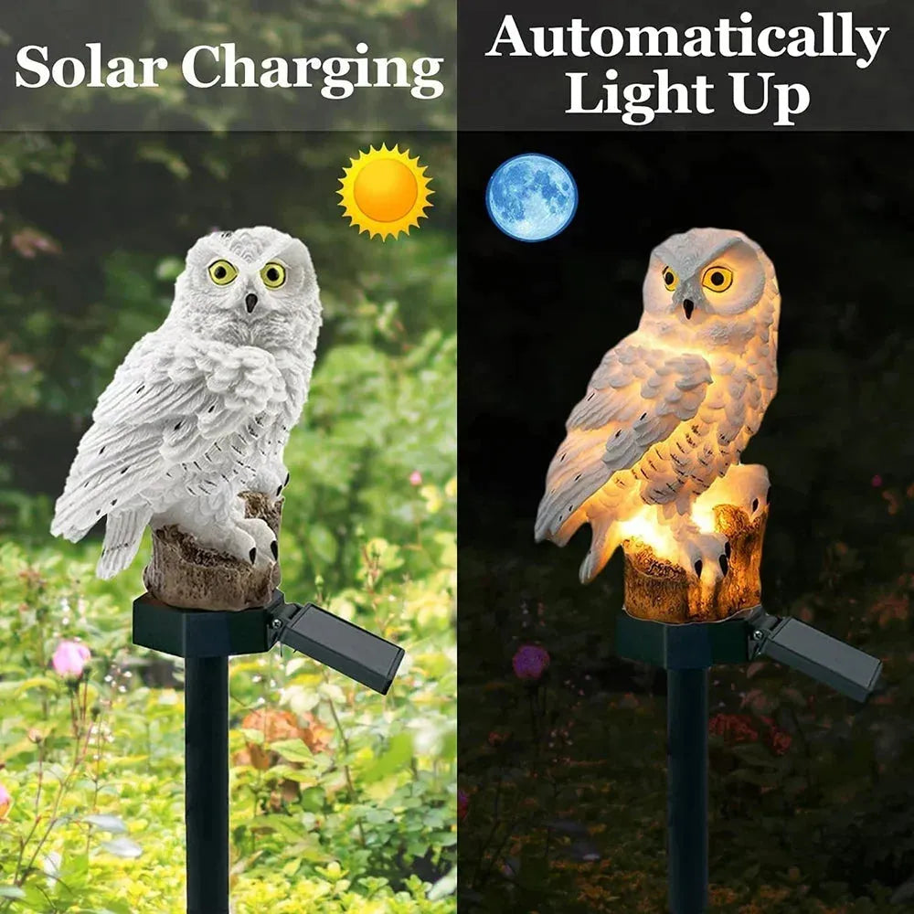 Solar Owl Garden Stake Light with Warm White LED