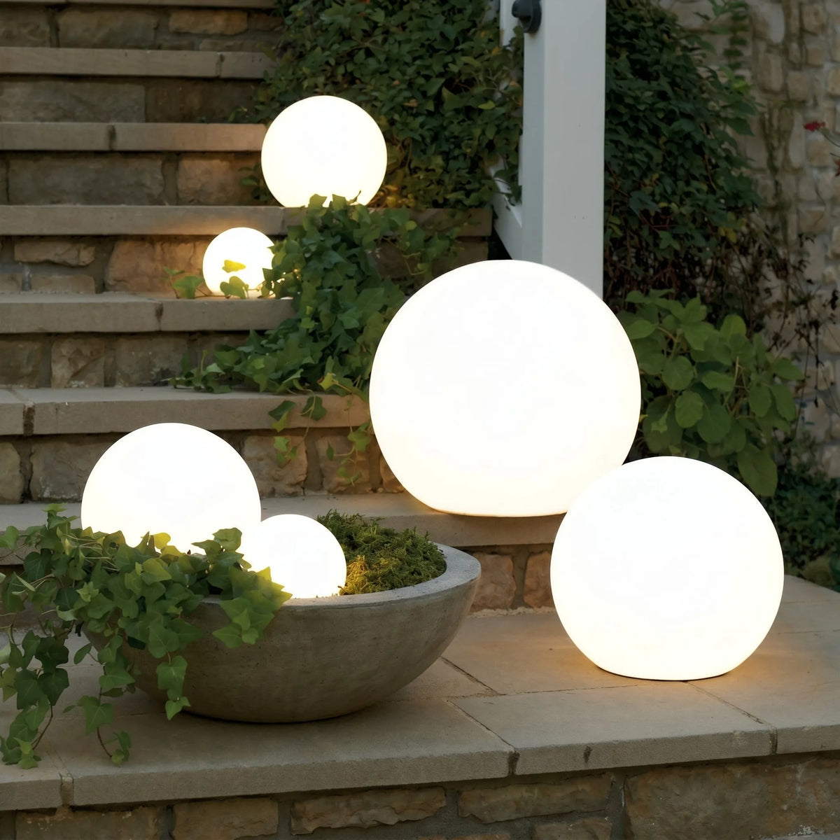 Solar Powered Globe Garden Light with Warm Illumination