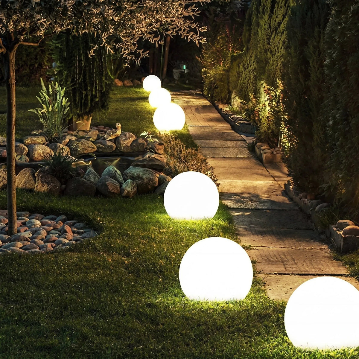 Solar Powered Globe Garden Light with Warm Illumination