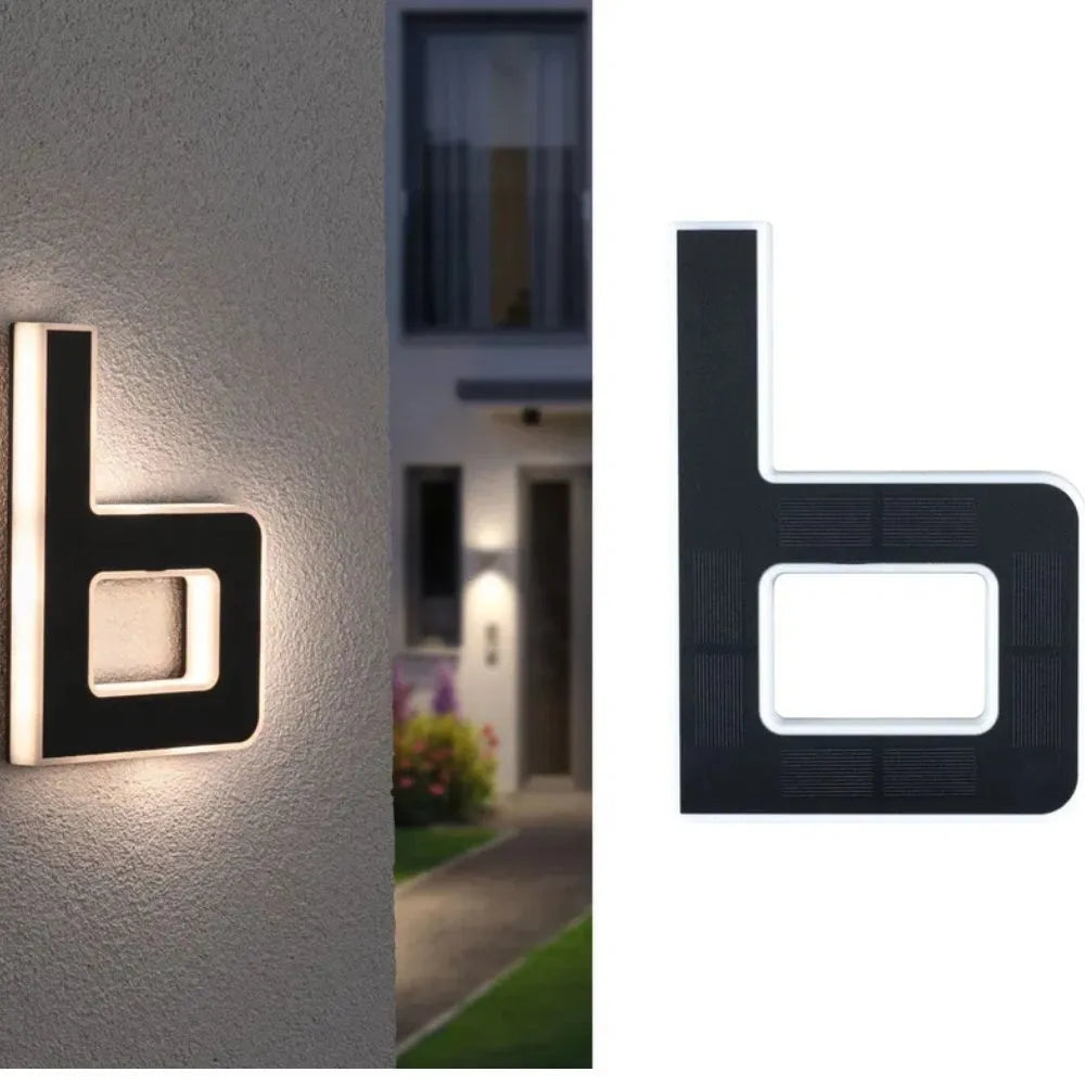 Solar Powered LED House Number Sign with Dusk Sensor