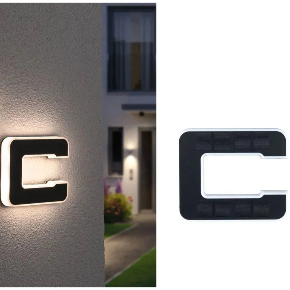 Solar Powered LED House Number Sign with Dusk Sensor