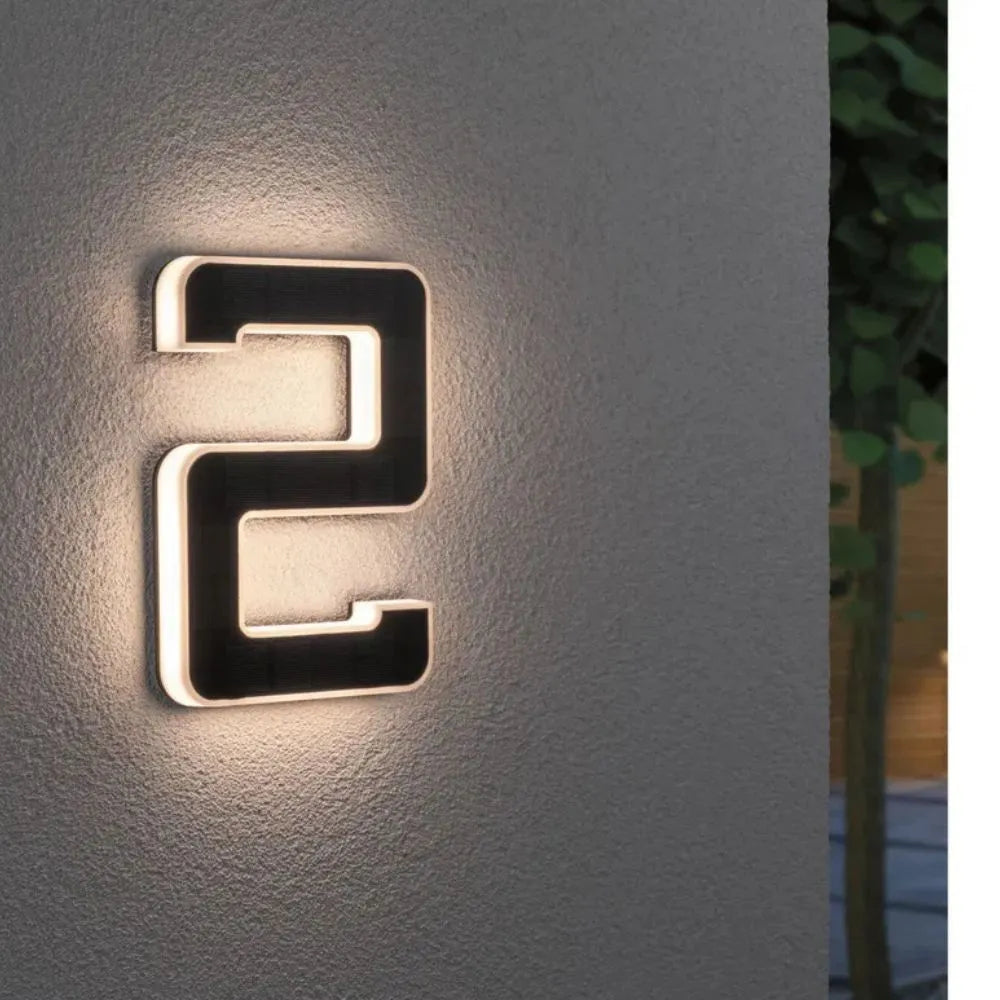Solar Powered LED House Number Sign with Dusk Sensor