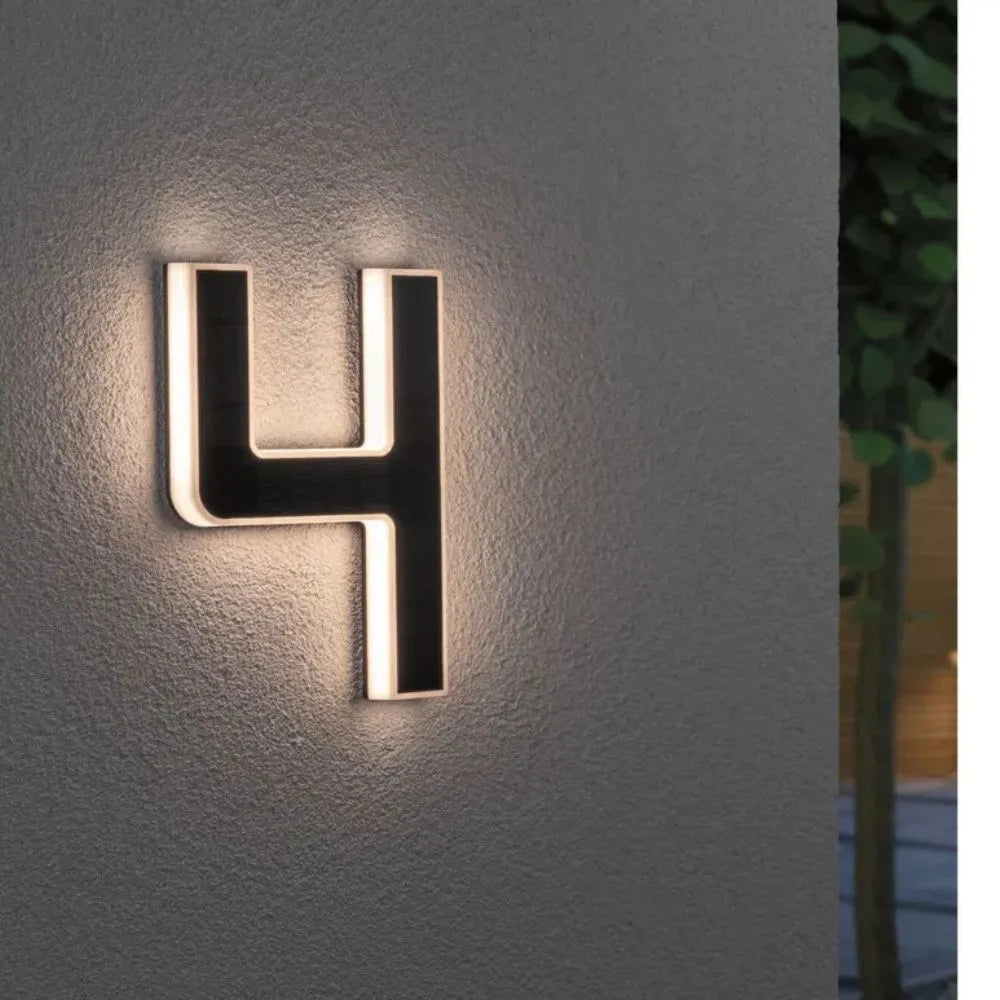 Solar Powered LED House Number Sign with Dusk Sensor