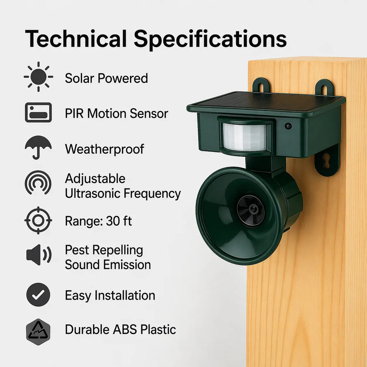 Solar Powered Motion Sensor Bird Repeller with Predator Sounds