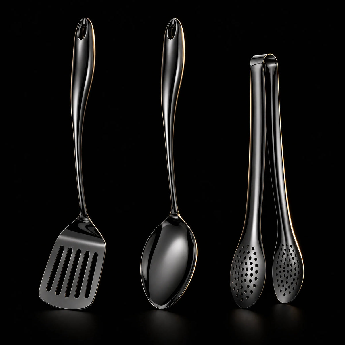 Stainless Steel Kitchen Utensil Set with Curved Handles