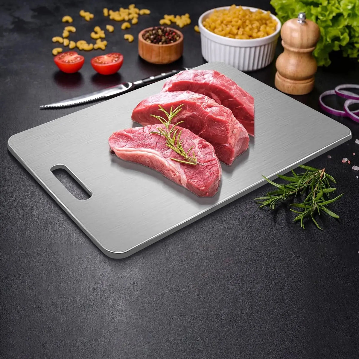 Stainless Steel Professional Cutting Board with Non-Slip Edges