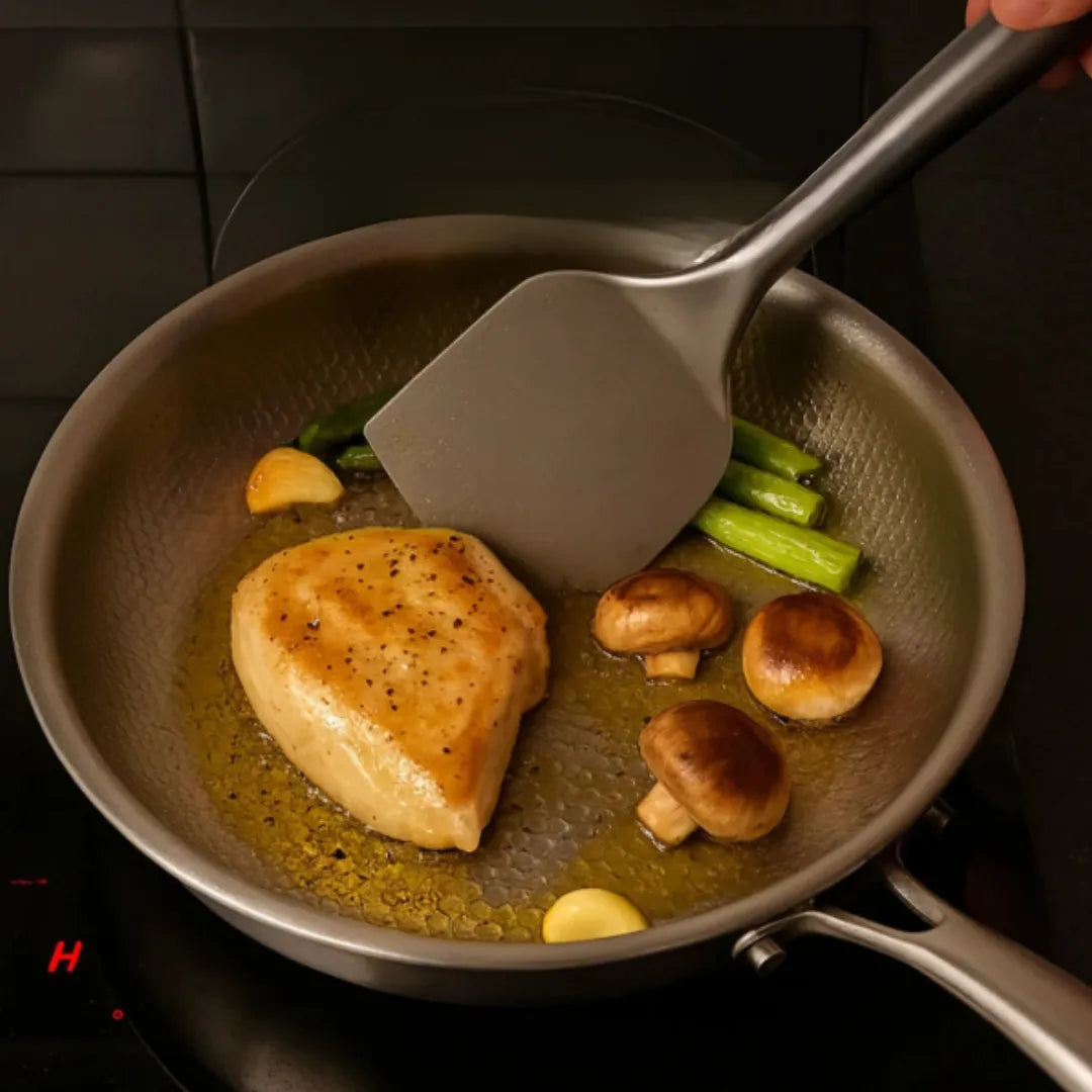 Titanium Induction Frying Pan with Hammered Finish