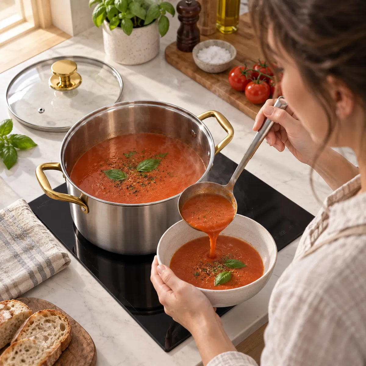 Titanium Stockpot with Lid and Chemical-Free Surface
