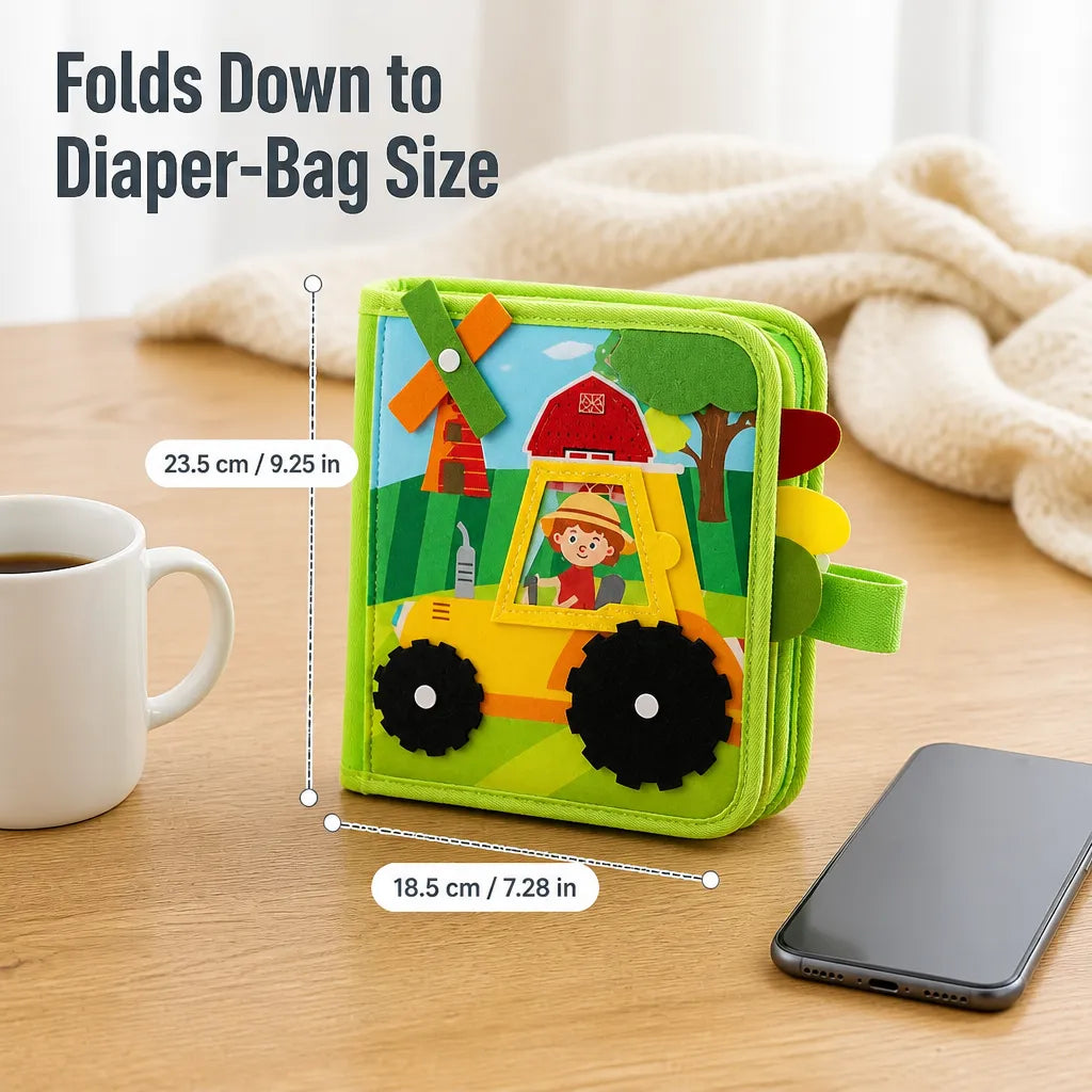 Toddler Felt Farm Quiet Book with Zippers and Puppets