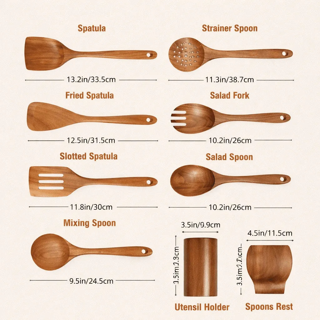 Traditional Japanese Wooden Kitchen Utensil Set