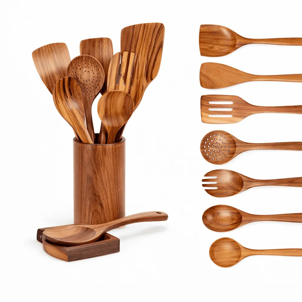 Traditional Japanese Wooden Kitchen Utensil Set