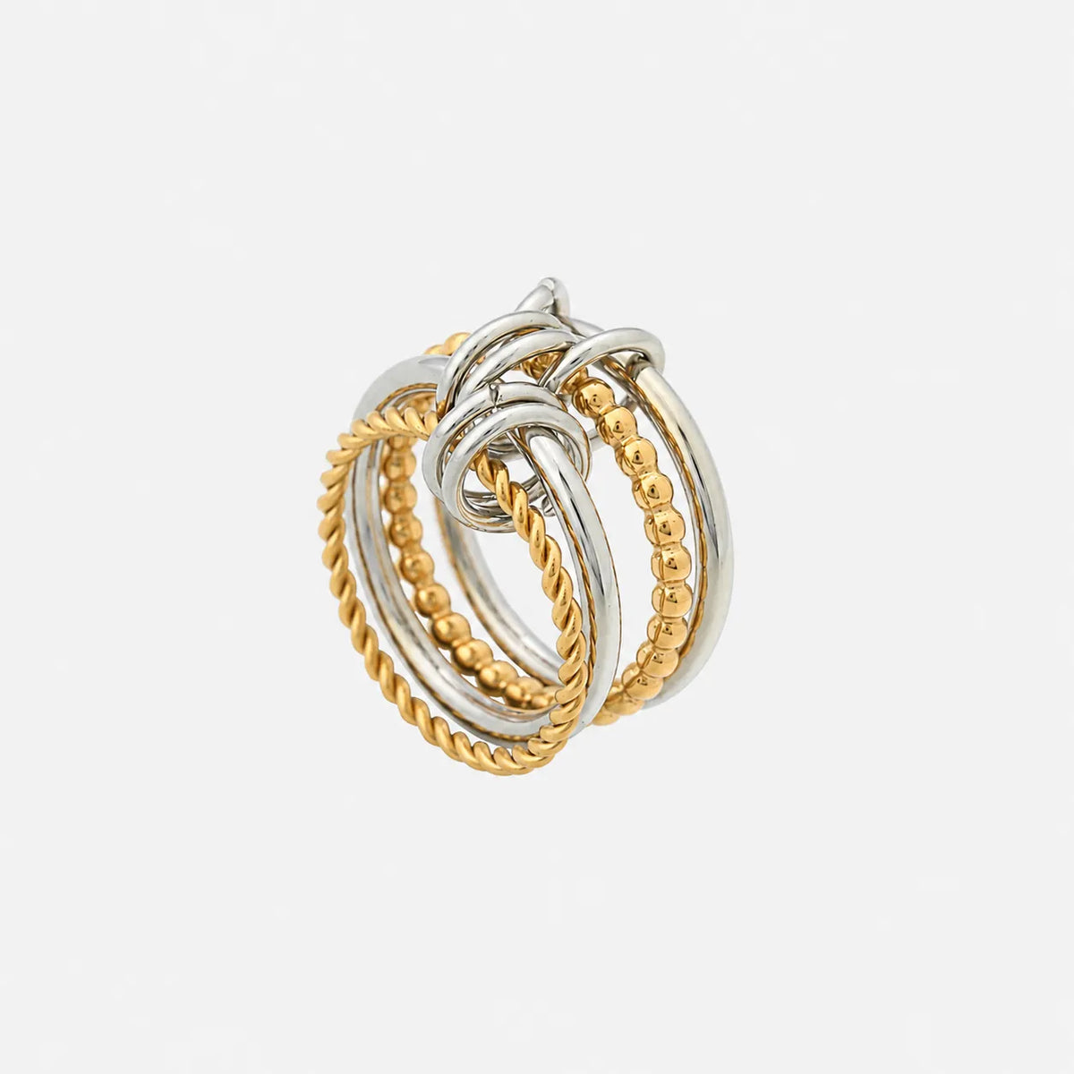 Two-Tone Interlocking Knot Ring with Layered Design