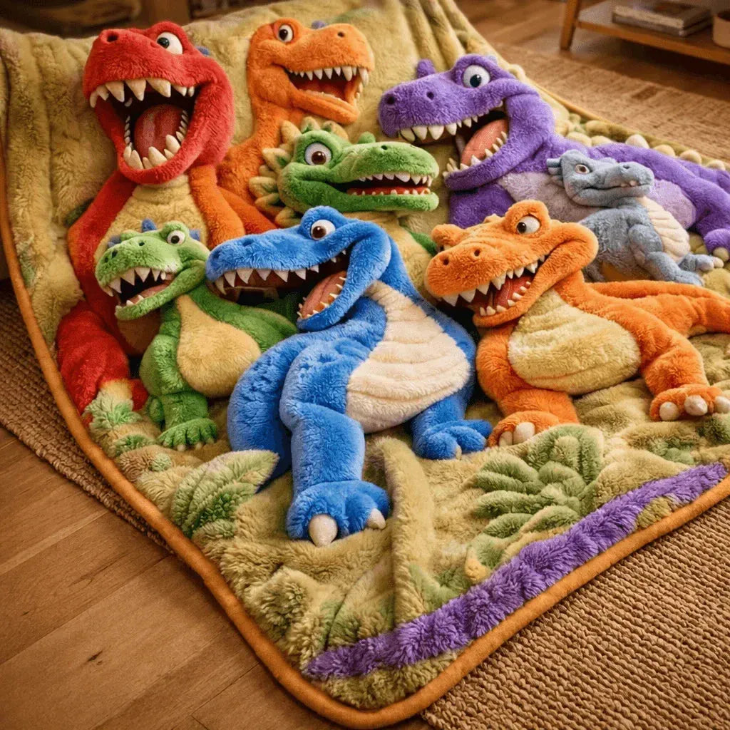Ultra-Soft Dinosaur 3D Print Plush Throw Blanket