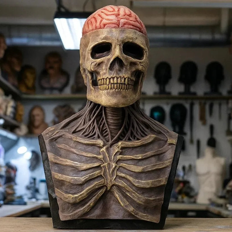 Unisex Full Face Skeleton Mask with Hat for Halloween