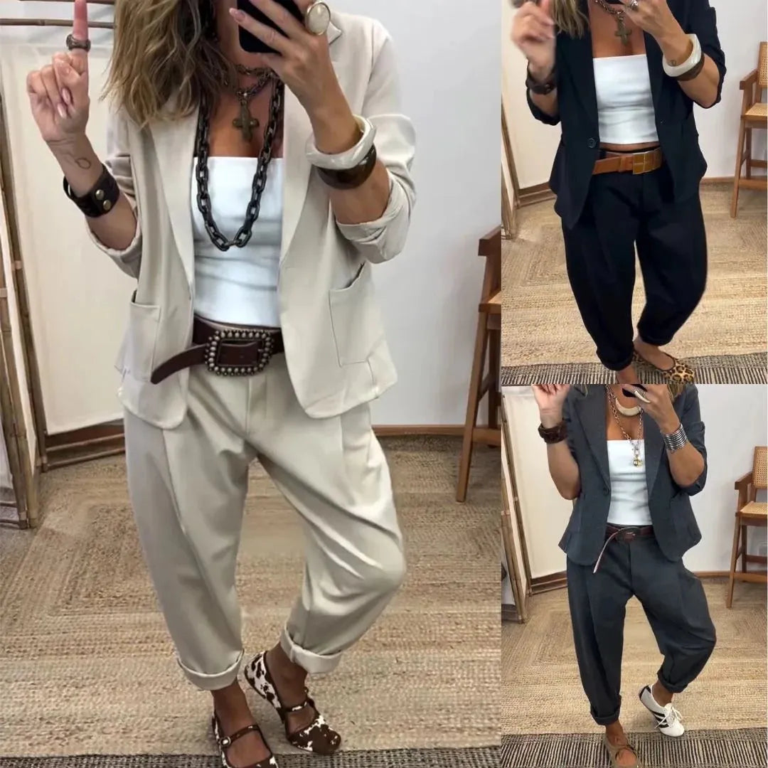 Unisex Notch Lapel Business Casual Suit Set