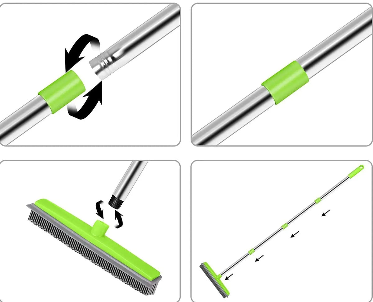 Universal Rubber Pet Hair Removal Broom with Squeegee