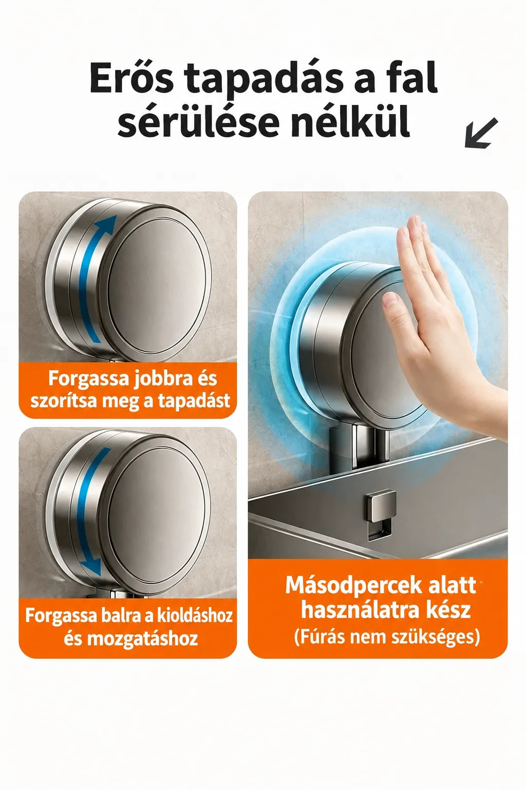 Wall-Mounted Bathroom Shelf with Suction Cups and Drainage