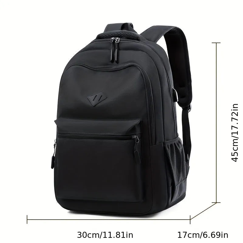 Water-Repellent Urban School Backpack with Bottle Holder