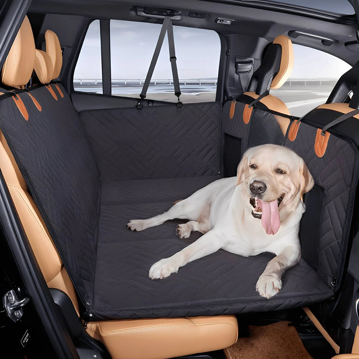 Waterproof Dog Backseat Extender with Memory Foam Bed