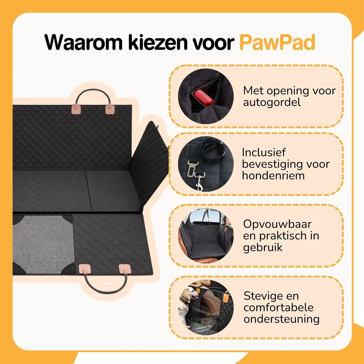 Waterproof Dog Backseat Extender with Memory Foam Bed