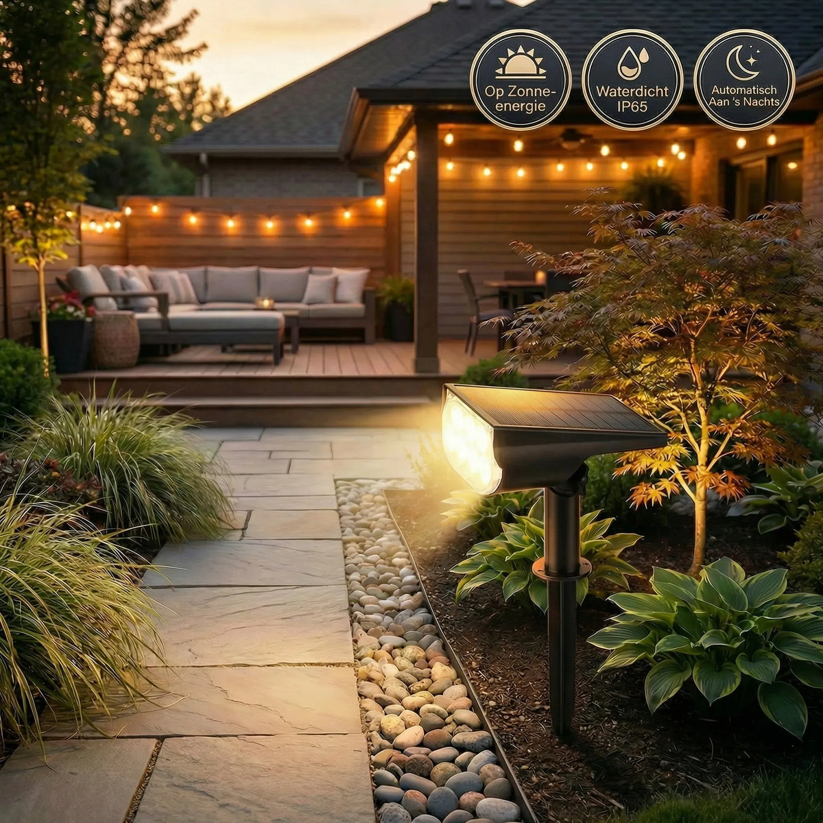 Waterproof Solar Garden Spotlight with Adjustable Head