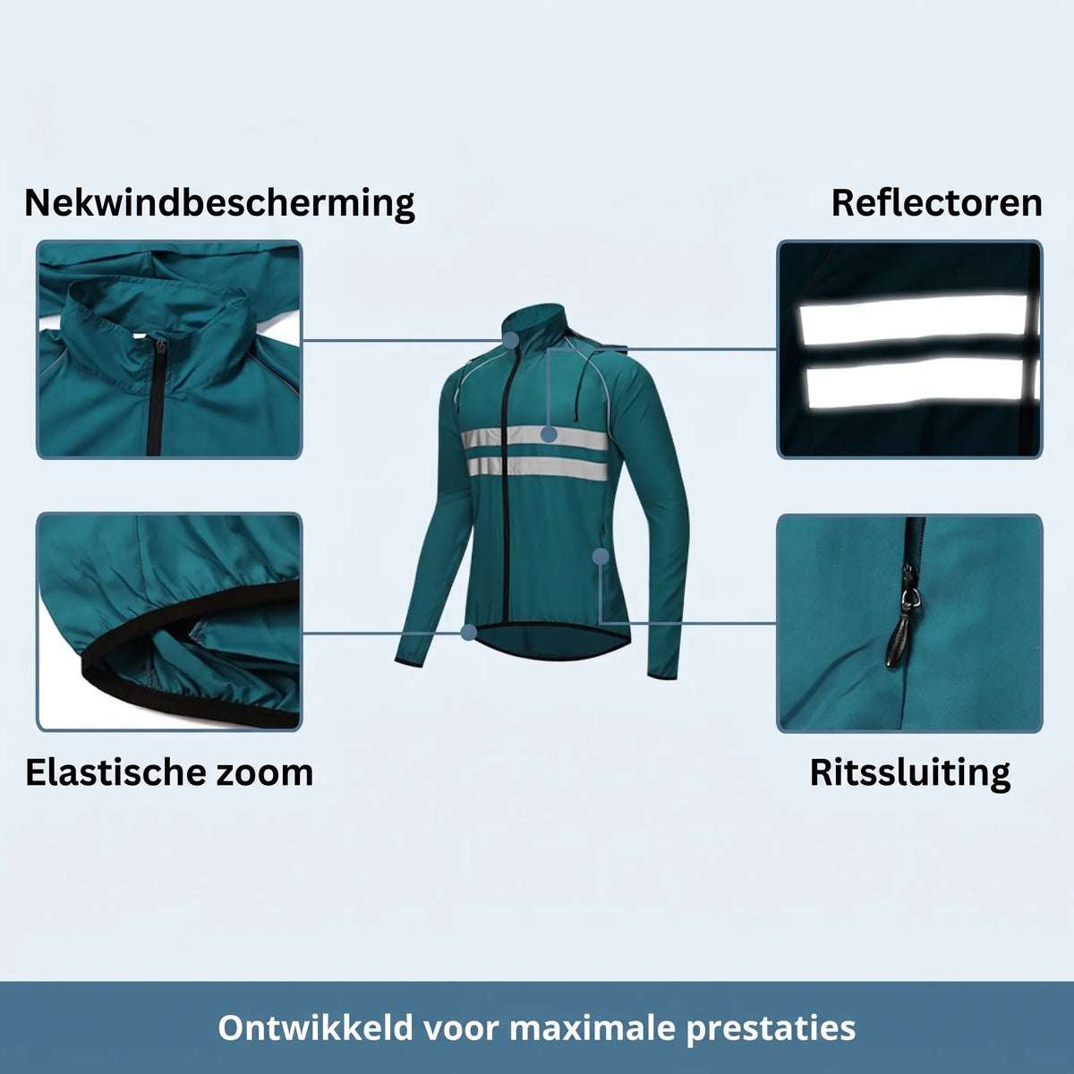 Waterproof Windproof Breathable Cycling Jacket with Reflective Strips