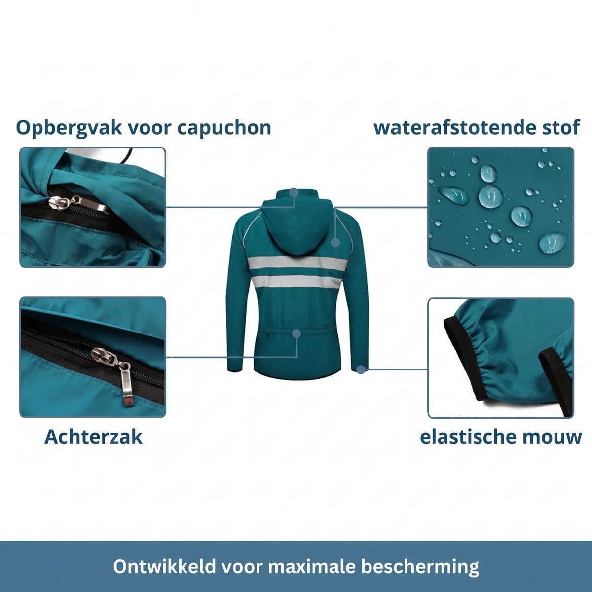 Waterproof Windproof Breathable Cycling Jacket with Reflective Strips